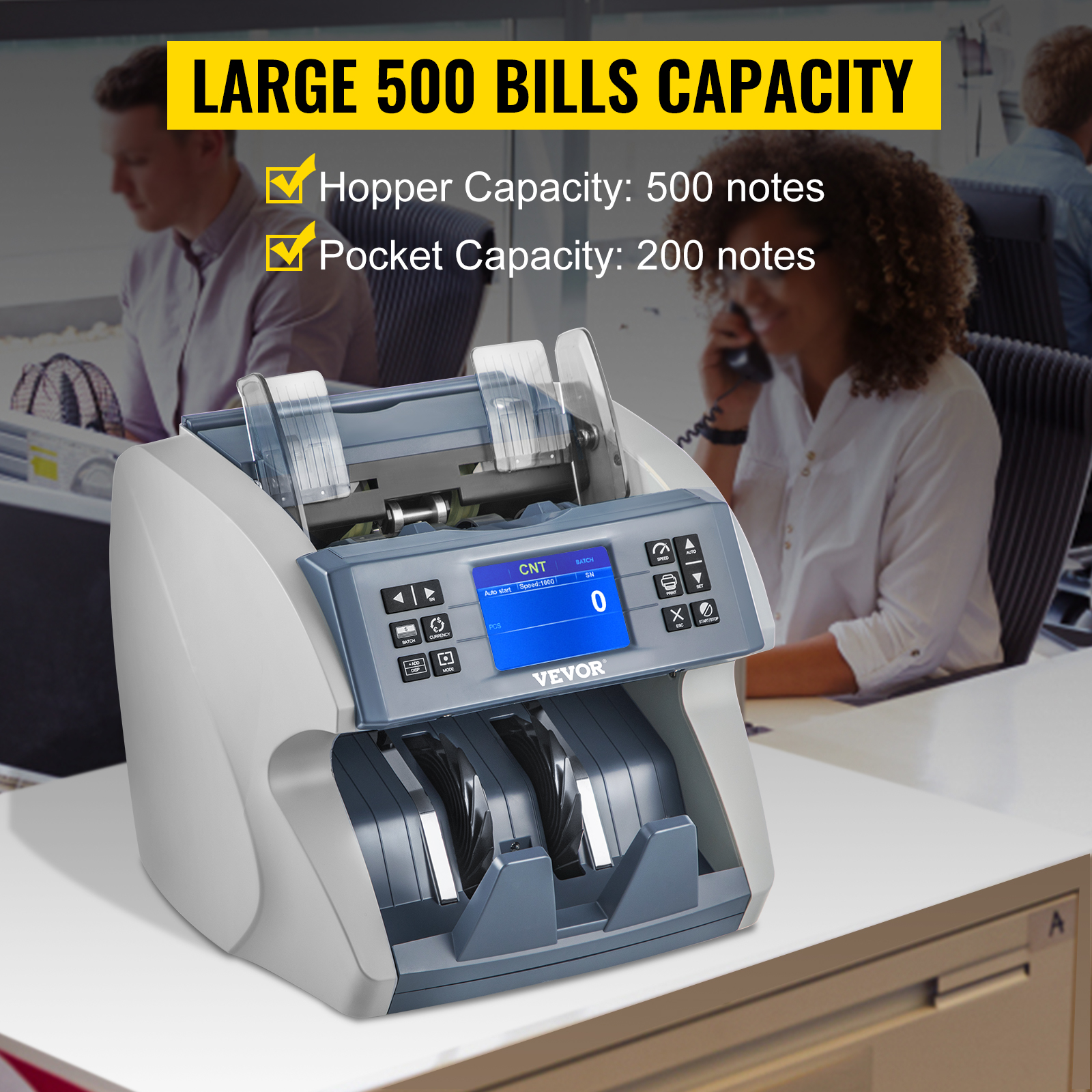 VEVOR Money Counter Bill Cash Currency Scales Counting Machine Bank ...