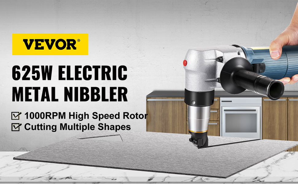 VEVOR Electric Metal Nibbler 625W Nibbler Metal Cutter 1000RPM High Speed  Rotor 0.16in/4mm Metal Nibbler 110V w Replaced Blades Storage Case Sheet