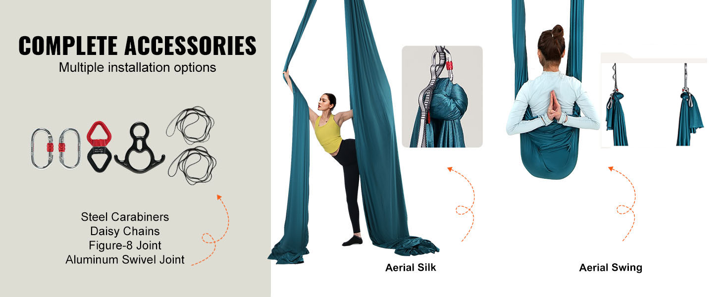 VEVOR Aerial Silk & Yoga Swing, 11 Yards, Aerial Yoga Hammock Kit