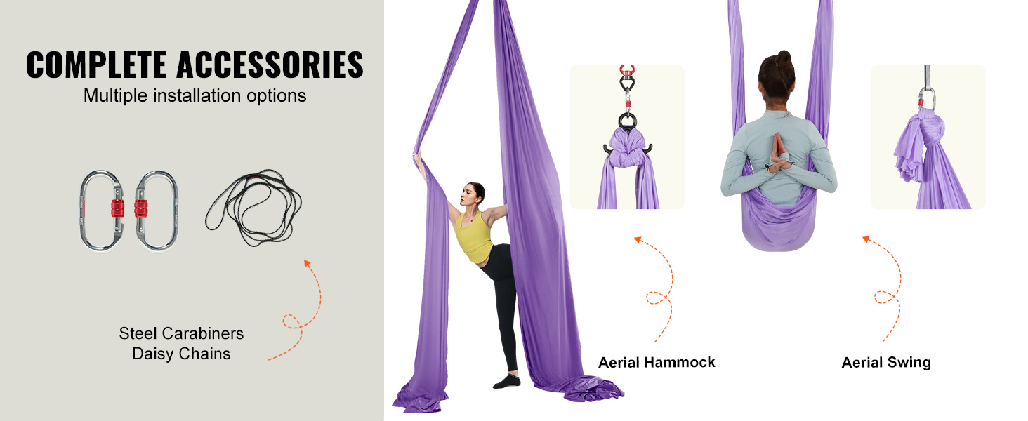 VEVOR Aerial Silk & Yoga Swing, 11 Yards, Aerial Yoga Hammock Kit with  100gsm Nylon Fabric, Full Rigging Hardware & Easy Set-up Guide, Antigravity  Flying for All Levels Fitness Bodybuilding, Blue
