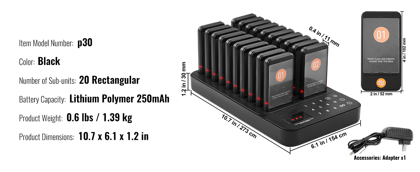 Restaurant Pager System,Long Range Calling, Buzzers