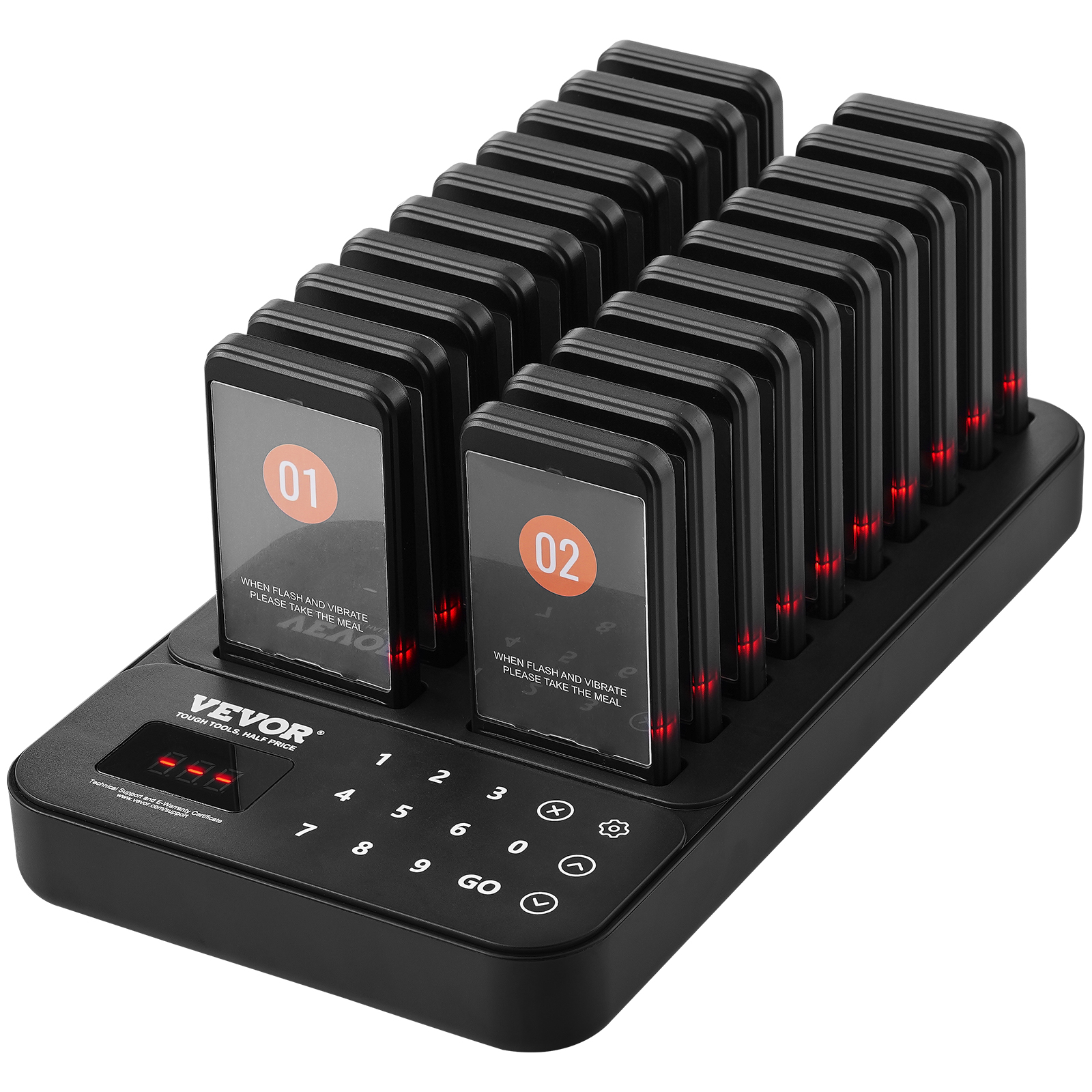 VEVOR Kabelloses Pager-System 10/20/16/24 Gäste-Warteschlangenrufe - Afbeelding 51 van 74