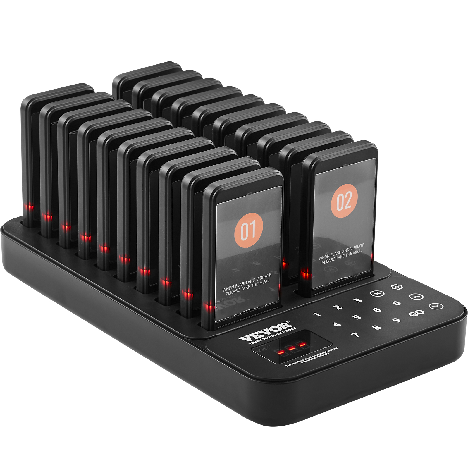 VEVOR Kabelloses Pager-System 10/20/16/24 Gäste-Warteschlangenrufe - Afbeelding 61 van 74