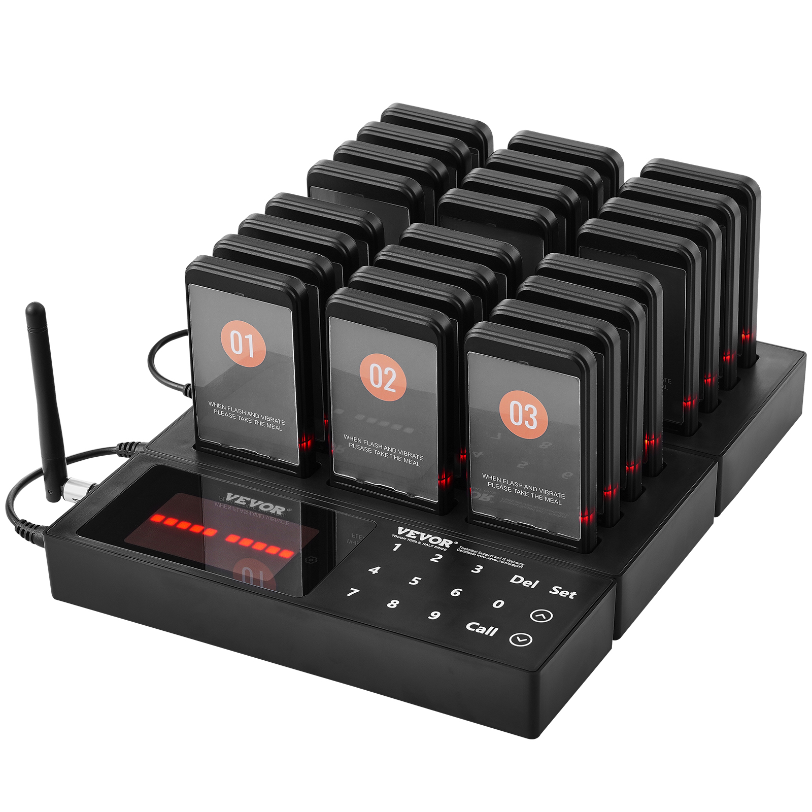 VEVOR Kabelloses Pager-System 10/20/16/24 Gäste-Warteschlangenrufe - Afbeelding 63 van 74