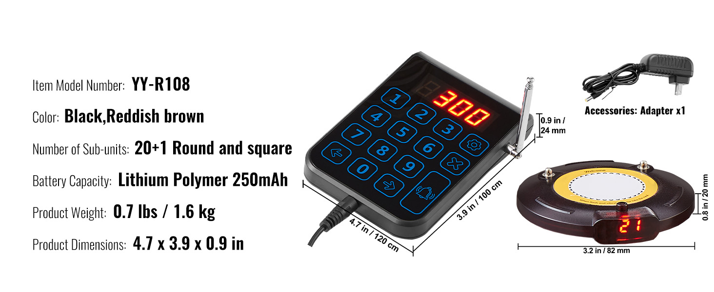 Restaurant Pager System,Long Range Calling, Buzzers