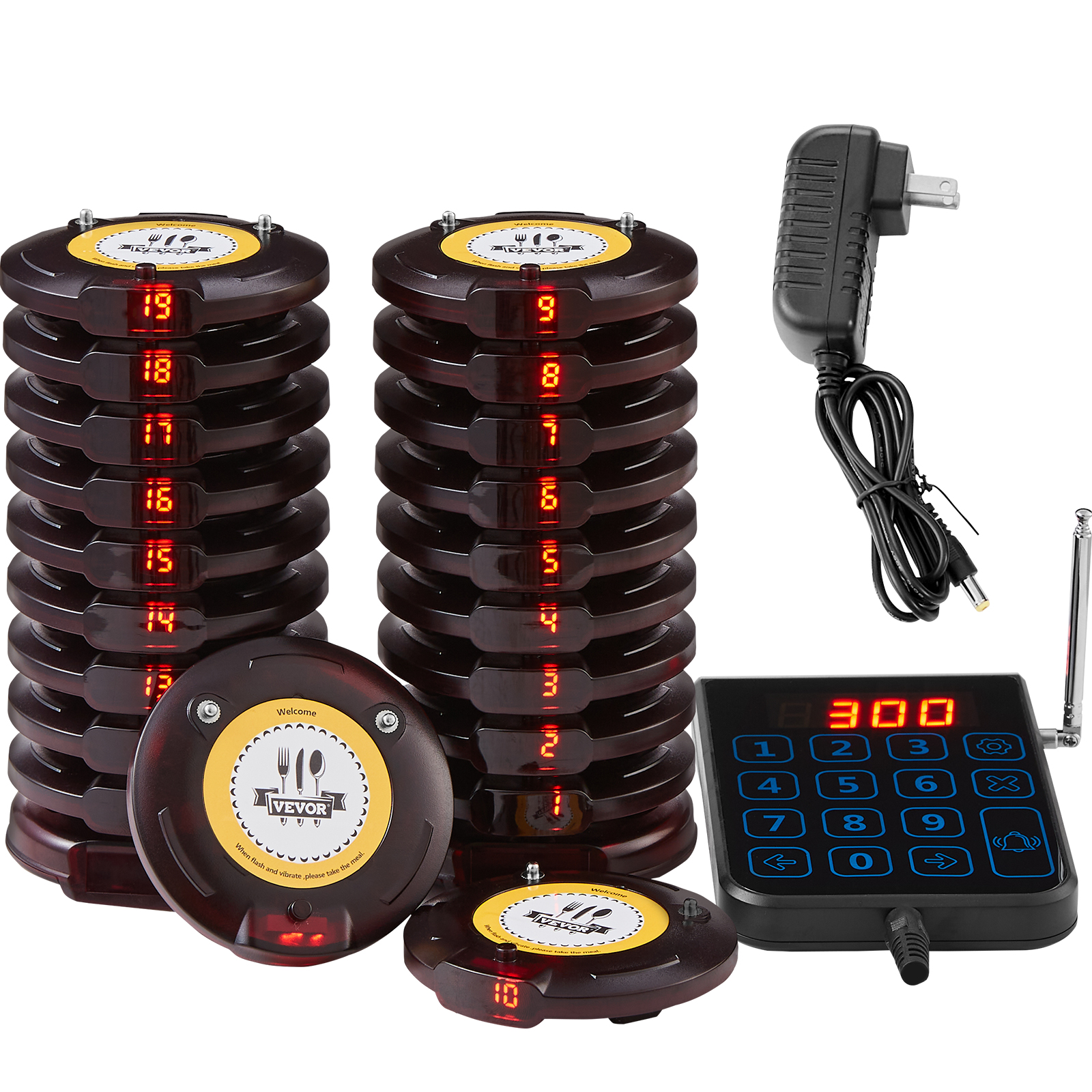 VEVOR Kabelloses Pager-System 10/20/16/24 Gäste-Warteschlangenrufe - Afbeelding 15 van 74