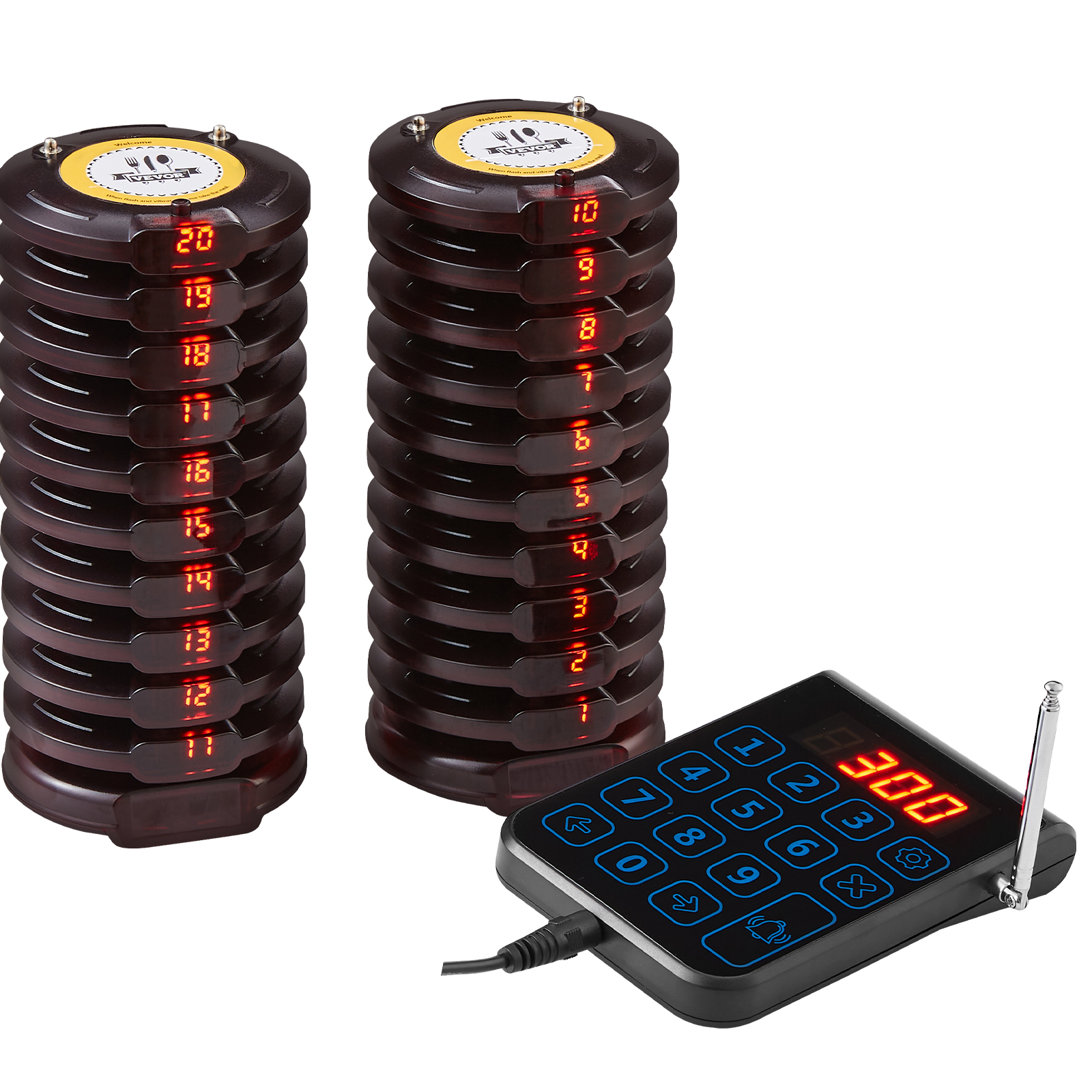 VEVOR Kabelloses Pager-System 10/20/16/24 Gäste-Warteschlangenrufe - Afbeelding 23 van 74