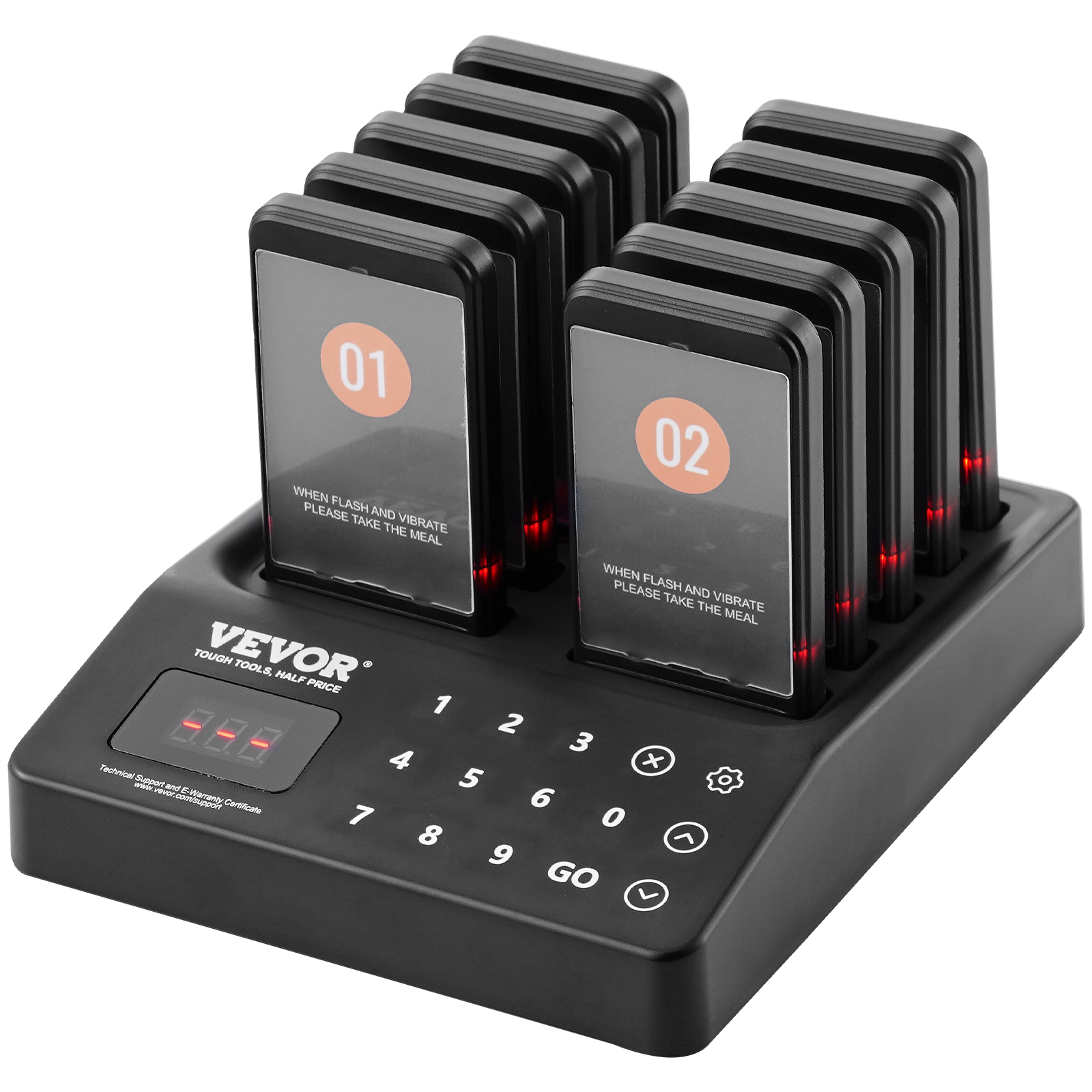 VEVOR Kabelloses Pager-System 10/20/16/24 Gäste-Warteschlangenrufe - Afbeelding 3 van 74