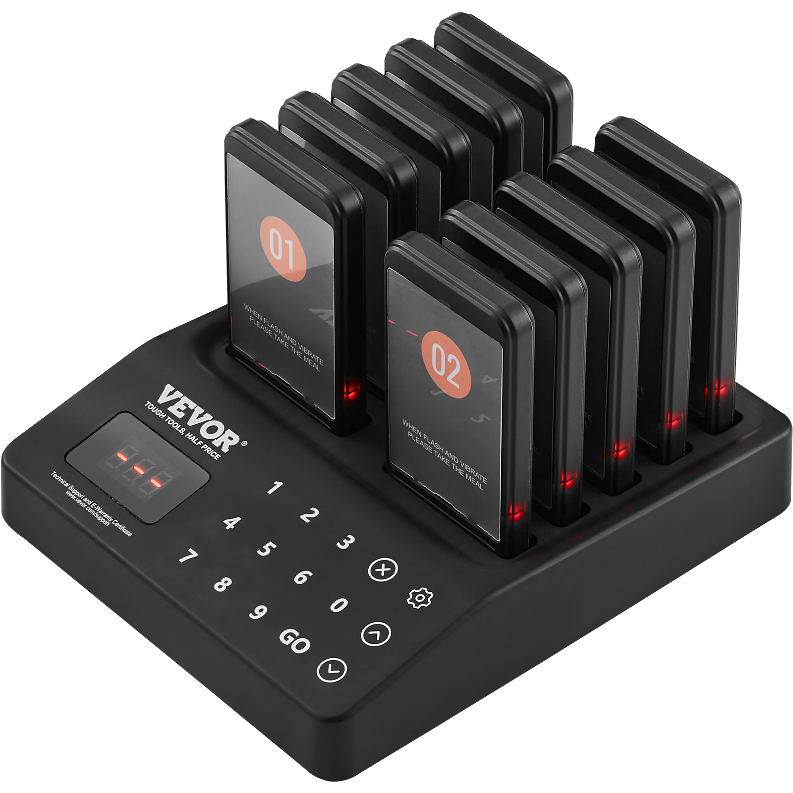 VEVOR Kabelloses Pager-System 10/20/16/24 Gäste-Warteschlangenrufe - Afbeelding 12 van 74