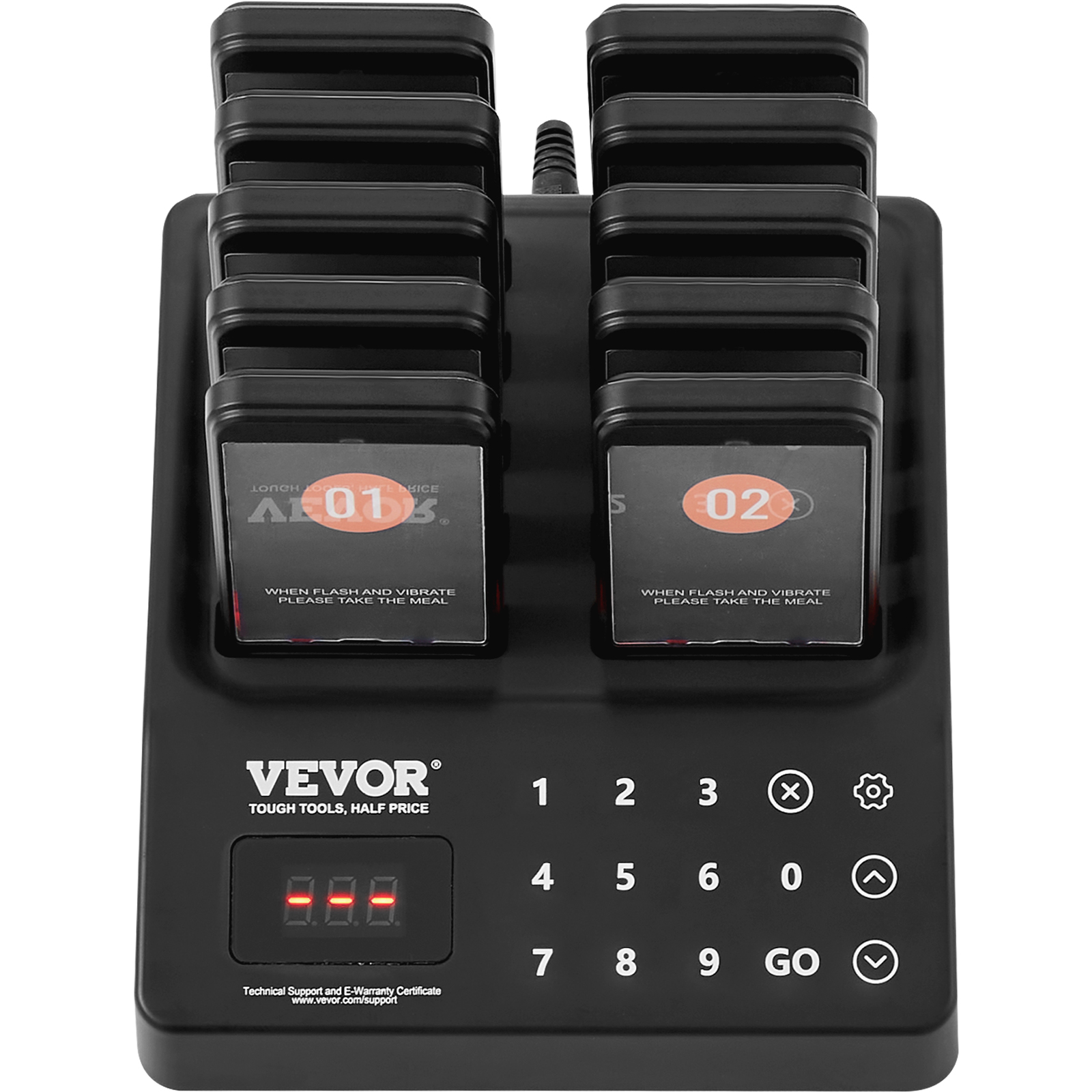 VEVOR Kabelloses Pager-System 10/20/16/24 Gäste-Warteschlangenrufe - Afbeelding 11 van 74