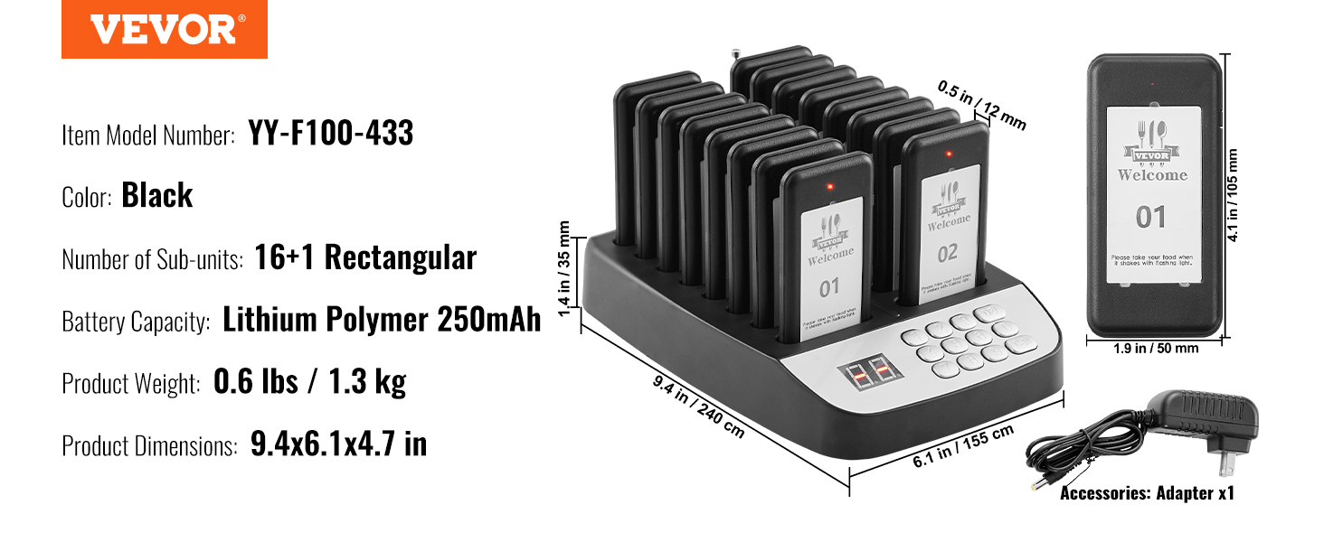 Restaurant Pager System,Long Range Calling, Buzzers