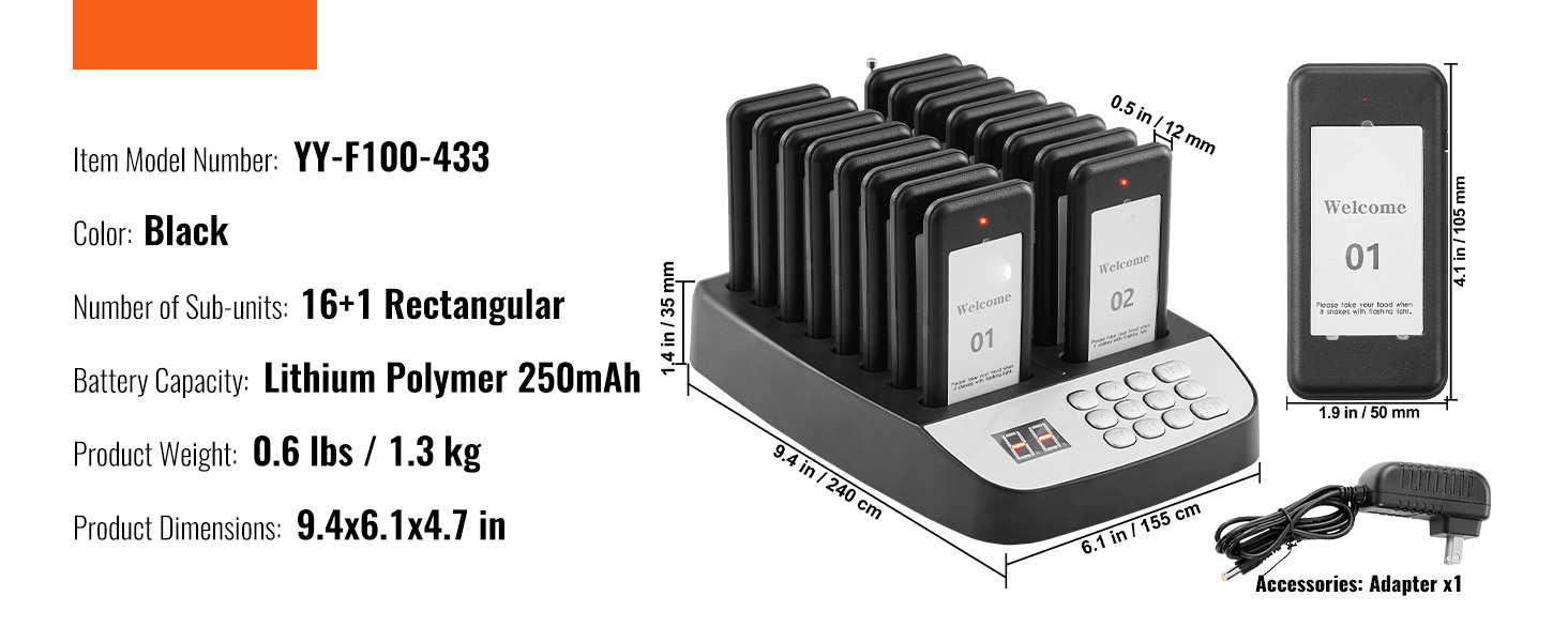 Restaurant Pager System,Long Range Calling, Buzzers