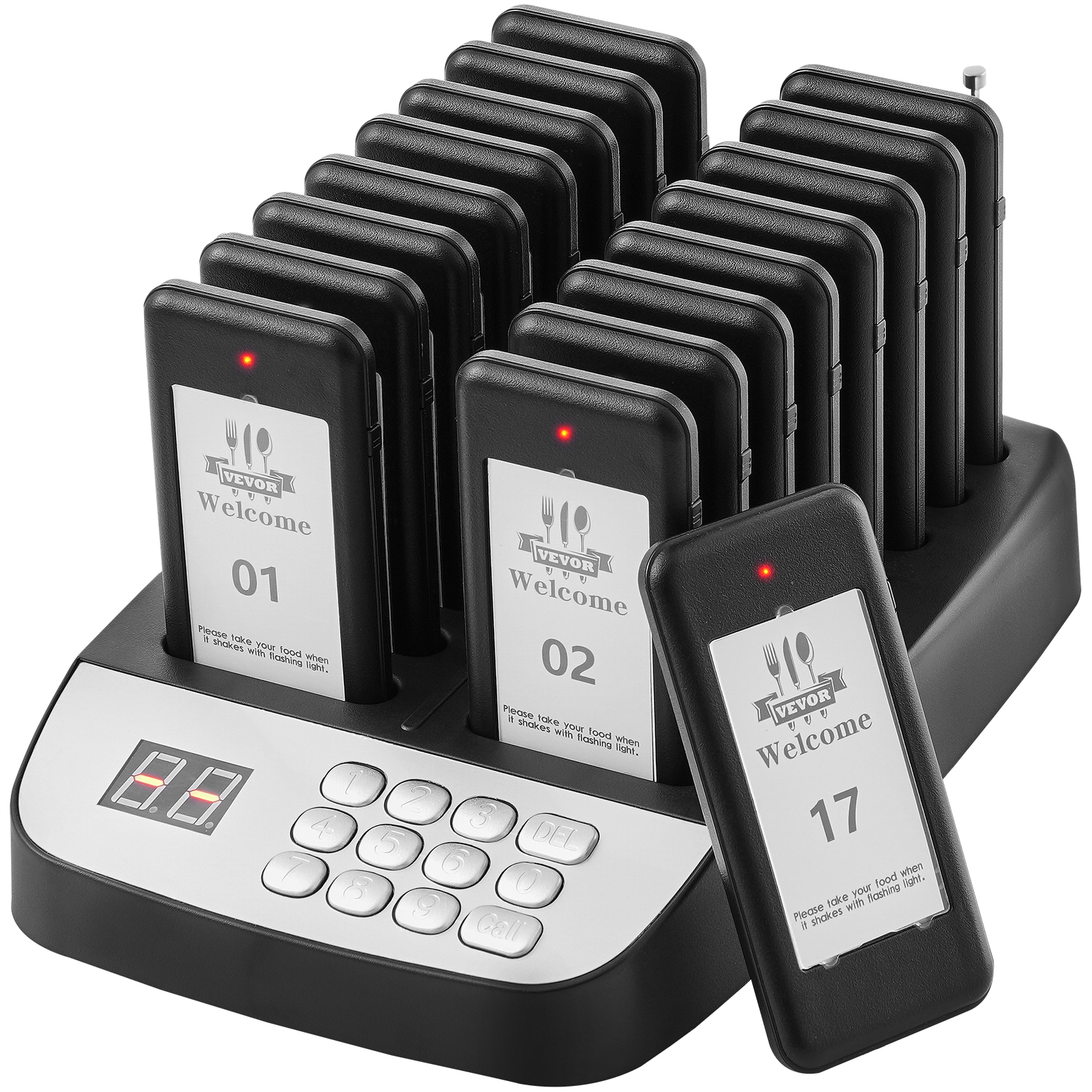 VEVOR Kabelloses Pager-System 10/20/16/24 Gäste-Warteschlangenrufe - Afbeelding 39 van 74