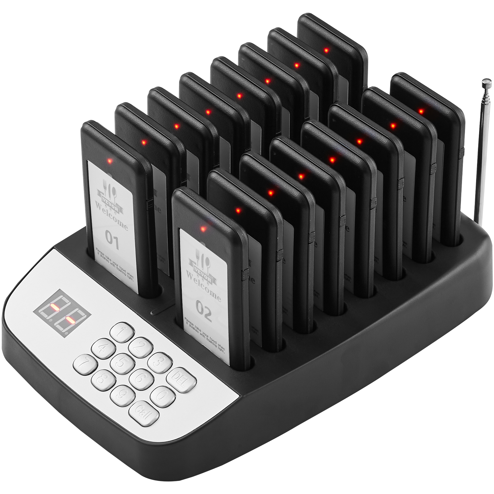 VEVOR Kabelloses Pager-System 10/20/16/24 Gäste-Warteschlangenrufe - Afbeelding 48 van 74