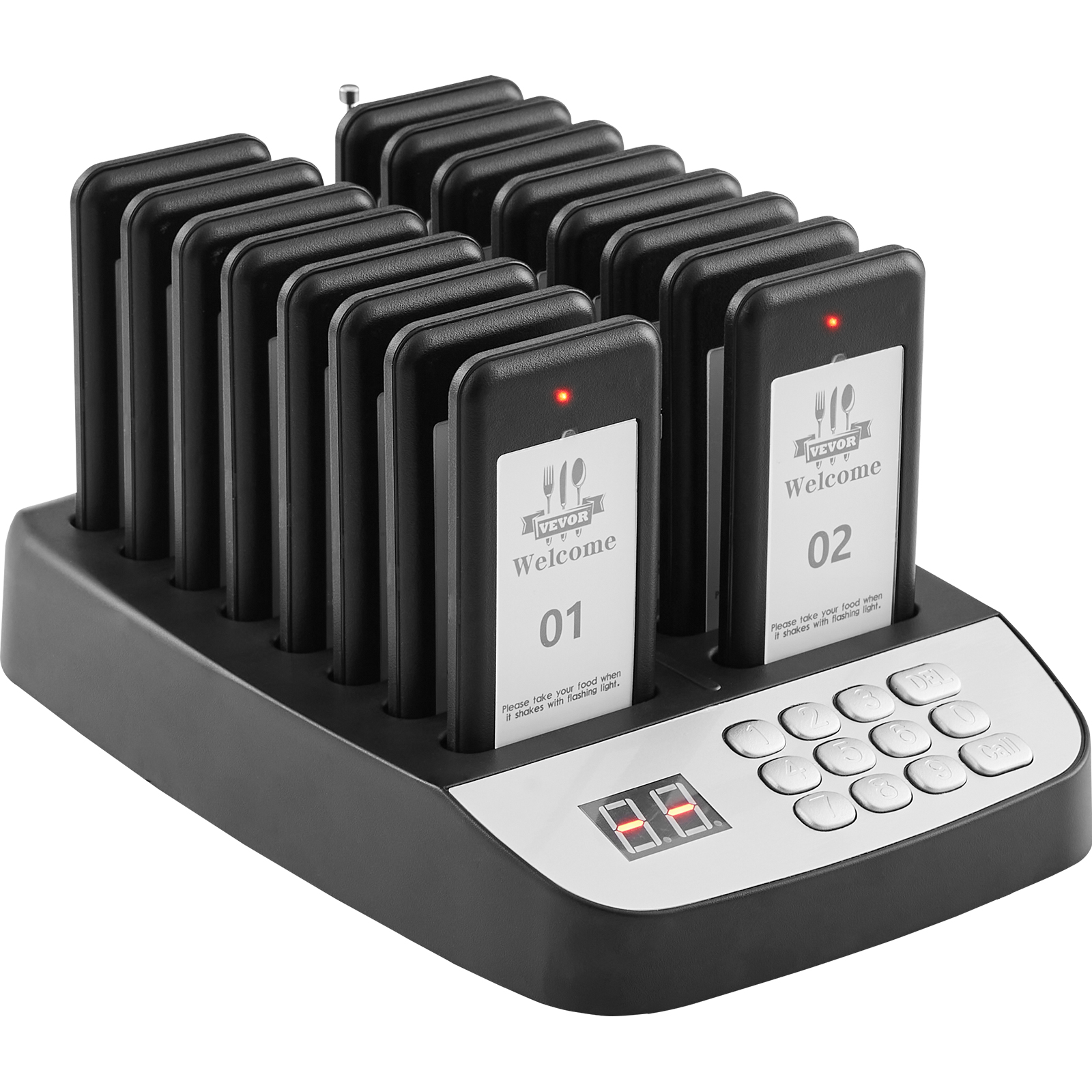 VEVOR Kabelloses Pager-System 10/20/16/24 Gäste-Warteschlangenrufe - Afbeelding 49 van 74