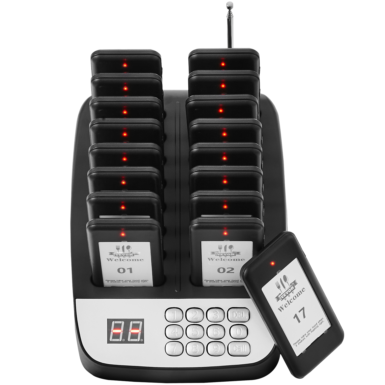 VEVOR Kabelloses Pager-System 10/20/16/24 Gäste-Warteschlangenrufe - Afbeelding 47 van 74