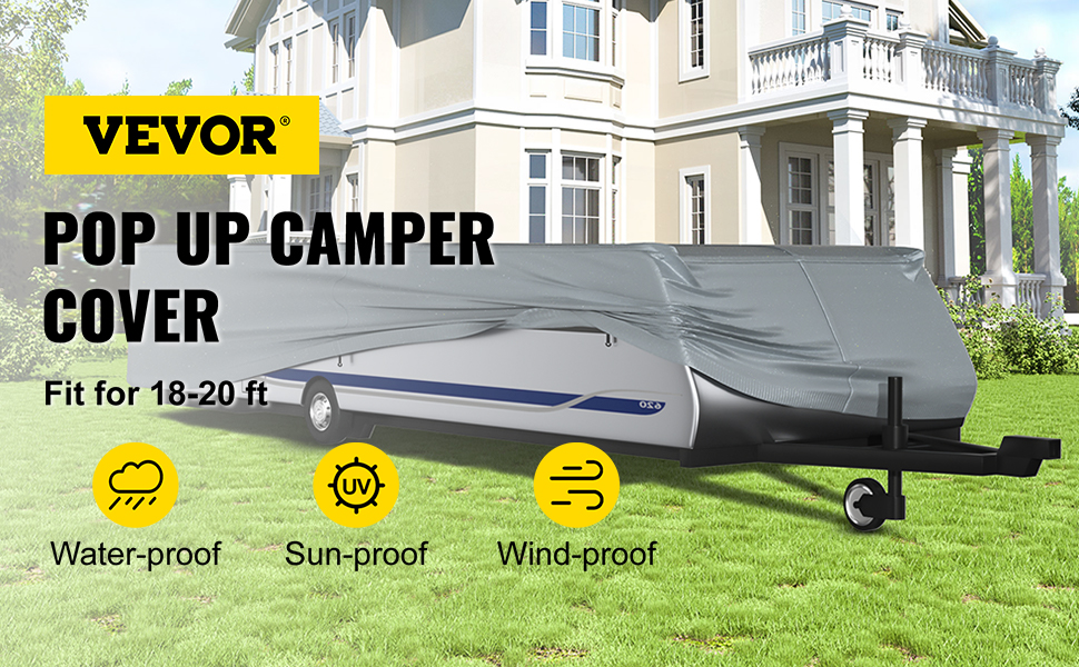 VEVOR Pop Up Camper Cover, Fit for 18'20' Trailers, Ripstop 4Layer