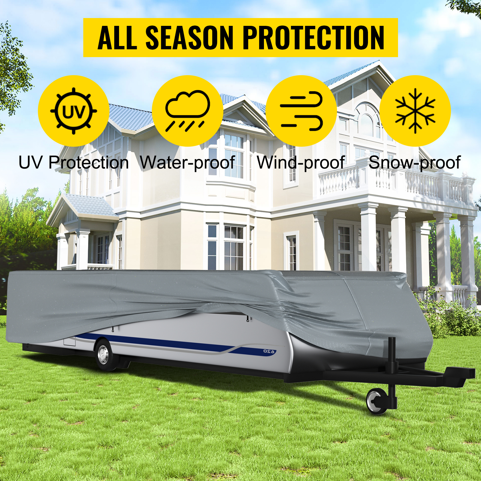 VEVOR Pop Up Camper Cover, Fit for 18'20' Trailers, Ripstop 4Layer