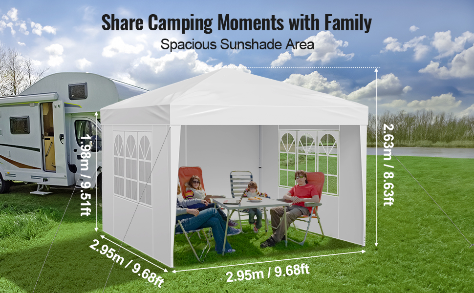 Pop Up Canopy Tent 10' x 10' Sun Shelter Outdoor Gazebo with Sidewalls ...