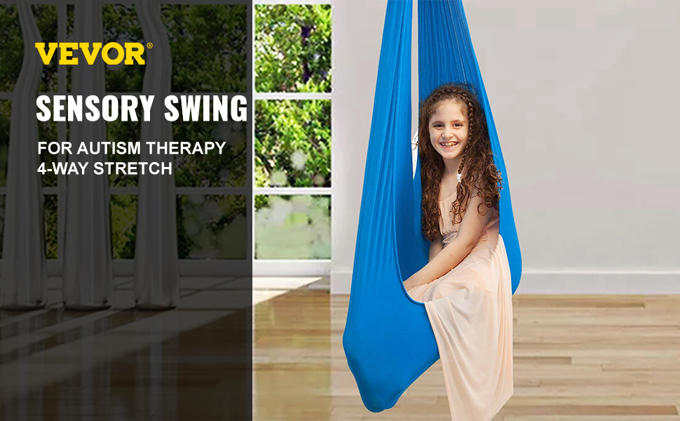 Fazeer Sensory Swing Chair Indoor Elastic Hammock for Kids or Adults Yoga Tree Rope Autism Therapy,Outdoor Camping-Black||39inx110in 