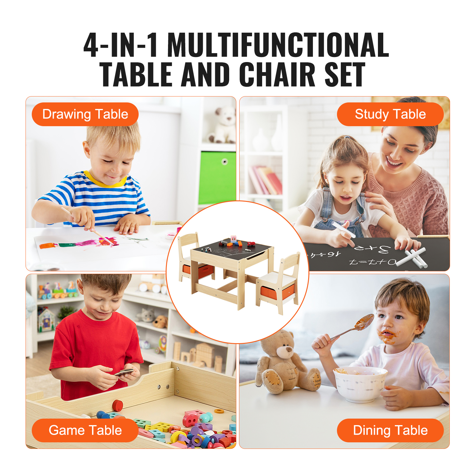 Uimoso Kids Table & 2/4 Chairs/Bench Set Wooden/Toddler/Height Adjustable Craft - Picture 31 of 61