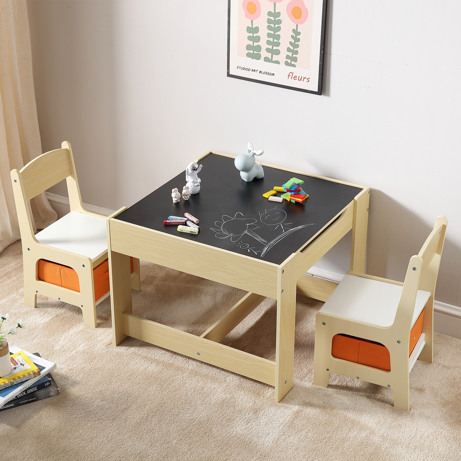 Kids Table and 2/4 Chairs/Bench Set Wooden/Toddler/Height Adjustable Craft - Picture 34 of 62