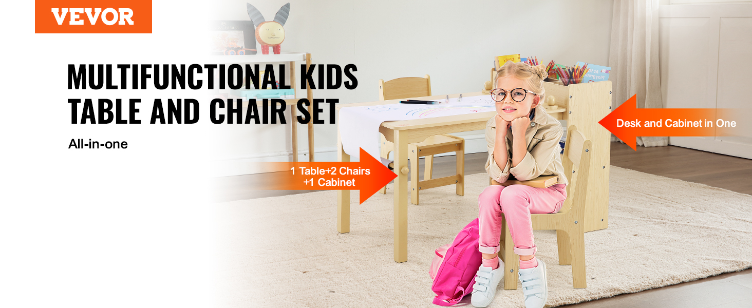 VEVOR Juego de mesa y 2 sillas para niños, juego de mesa y silla para  niños, mesa multiactividad para niños para arte, manualidades, lectura y