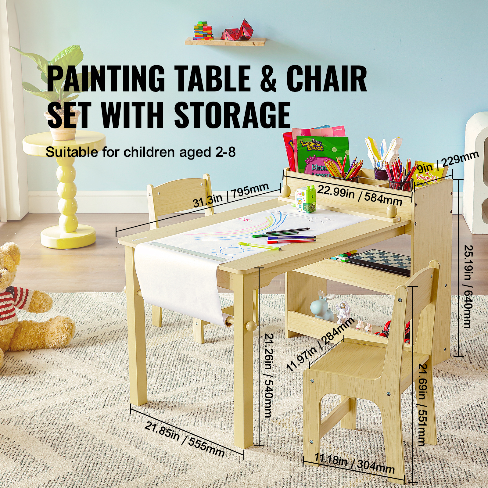 Kids Table and 2/4 Chairs/Bench Set Wooden/Toddler/Height Adjustable Craft - Picture 40 of 62