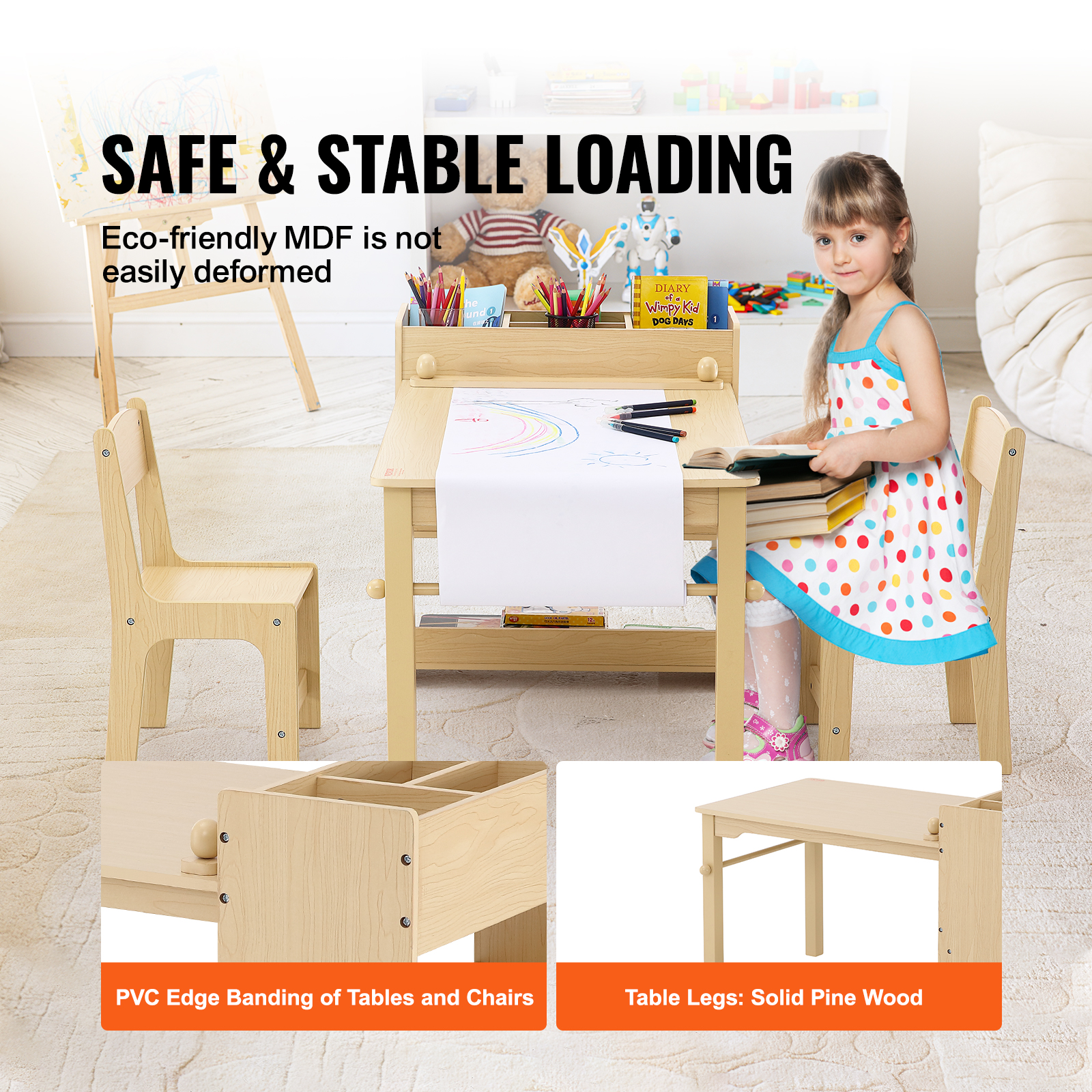Kids Table and 2/4 Chairs/Bench Set Wooden/Toddler/Height Adjustable Craft - Picture 43 of 62