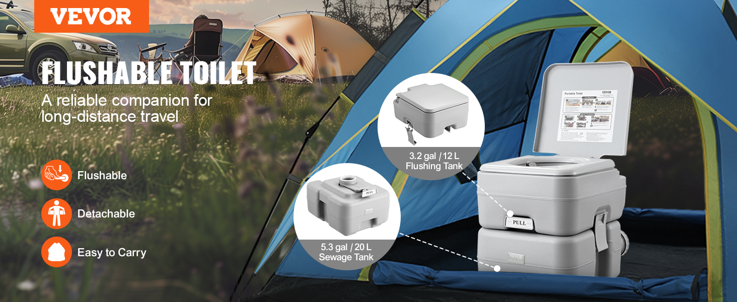Portable toilet,flush,5.3gal