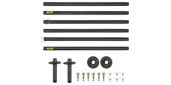 VEVOR String Light Poles, 2 Pack 10.6 FT, Outdoor Powder Coated Steel Lamp Post with Hooks to Hang Lantern and Flags, Universal Mounting Options to Decorate Garden, Patio, and Deck for Party, Black
