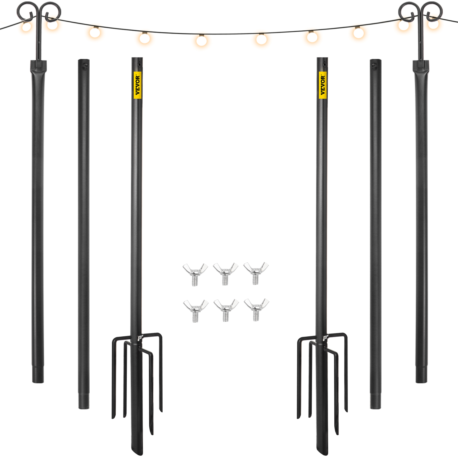 VEVOR String Light Poles, 2 Pack 9.7 FT, Outdoor Powder Coated
