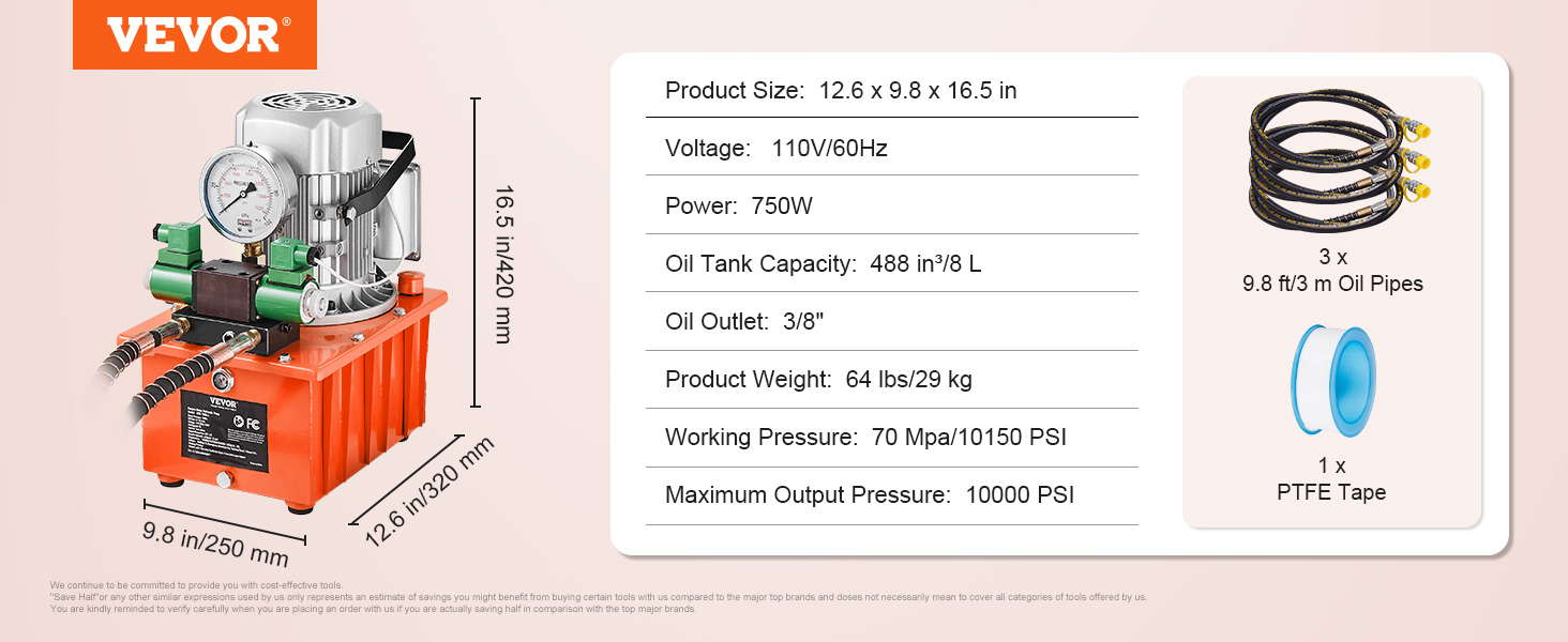 Electric hydraulic pump,10000 PSI,8L