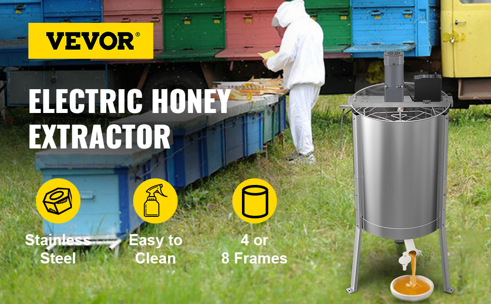 VEVOR Electric Honey Extractor, 8 Frame Beekeeping Extraction，Only 4