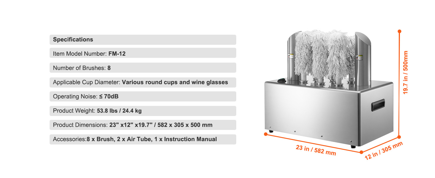 Wine glass polisher.5-Brush,660 Cups/H