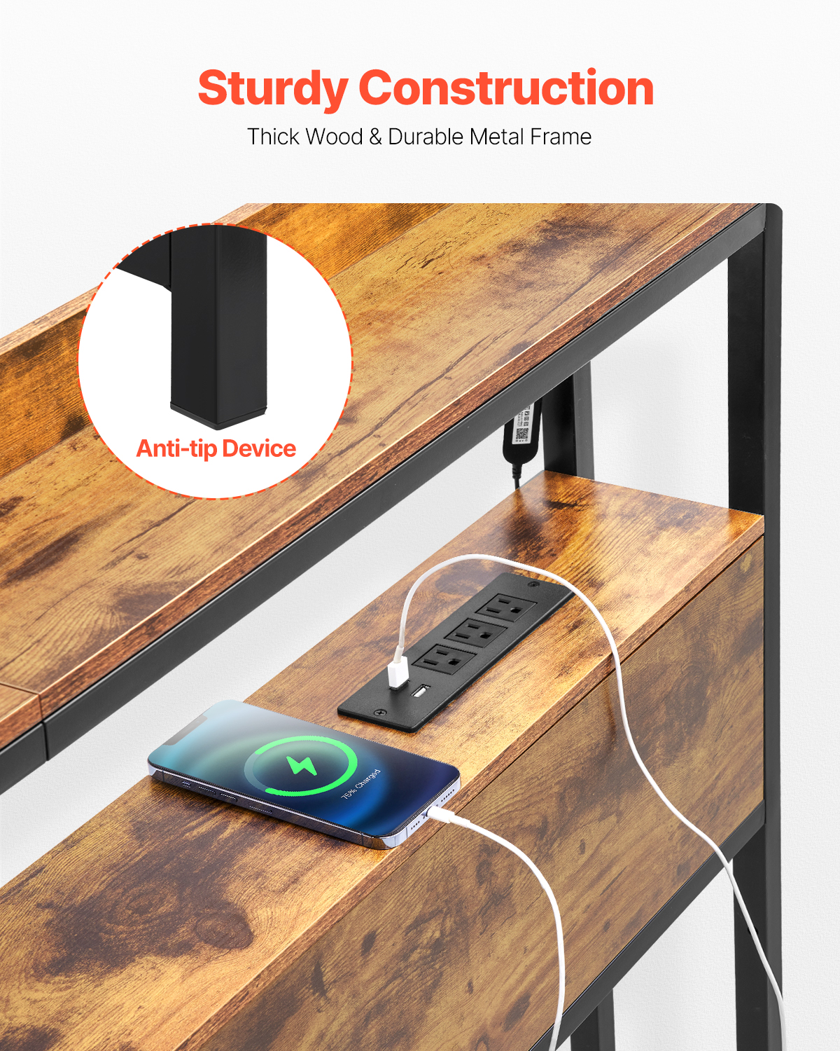 Uimoso Headboard Bed Head Board with 2 Shelves & LED Light - Picture 6 of 50