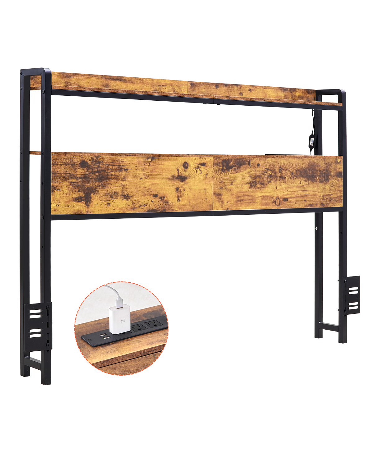 Uimoso Headboard Bed Head Board with 2 Shelves & LED Light - Picture 3 of 50