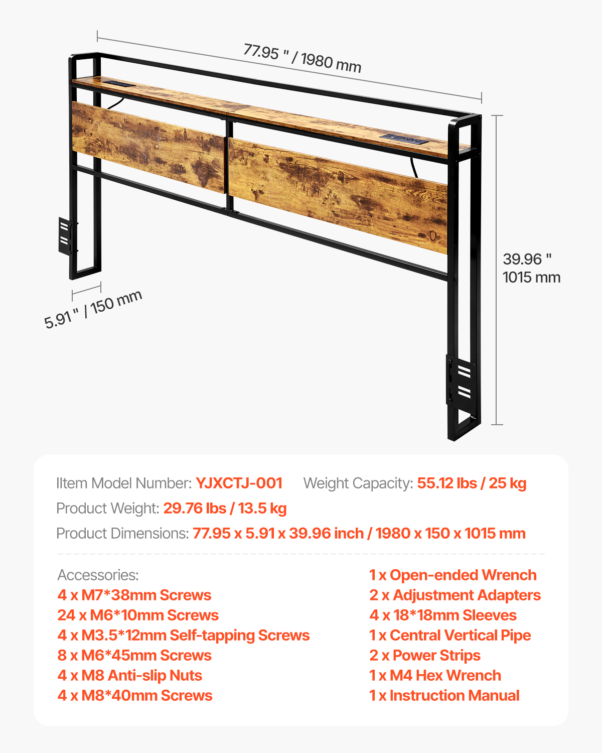 Uimoso Headboard Bed Head Board with 2 Shelves & LED Light - Picture 45 of 50