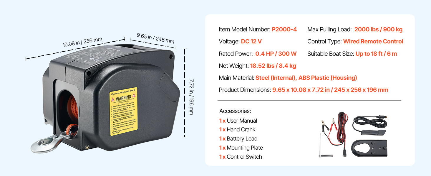 Electric Trailer Winch A100 1.11w