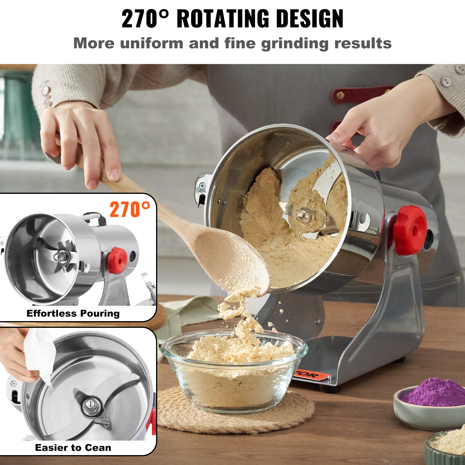 ZYTSHOP Grain Mill Grinder Electric 1000g Commercial Spice Grinder