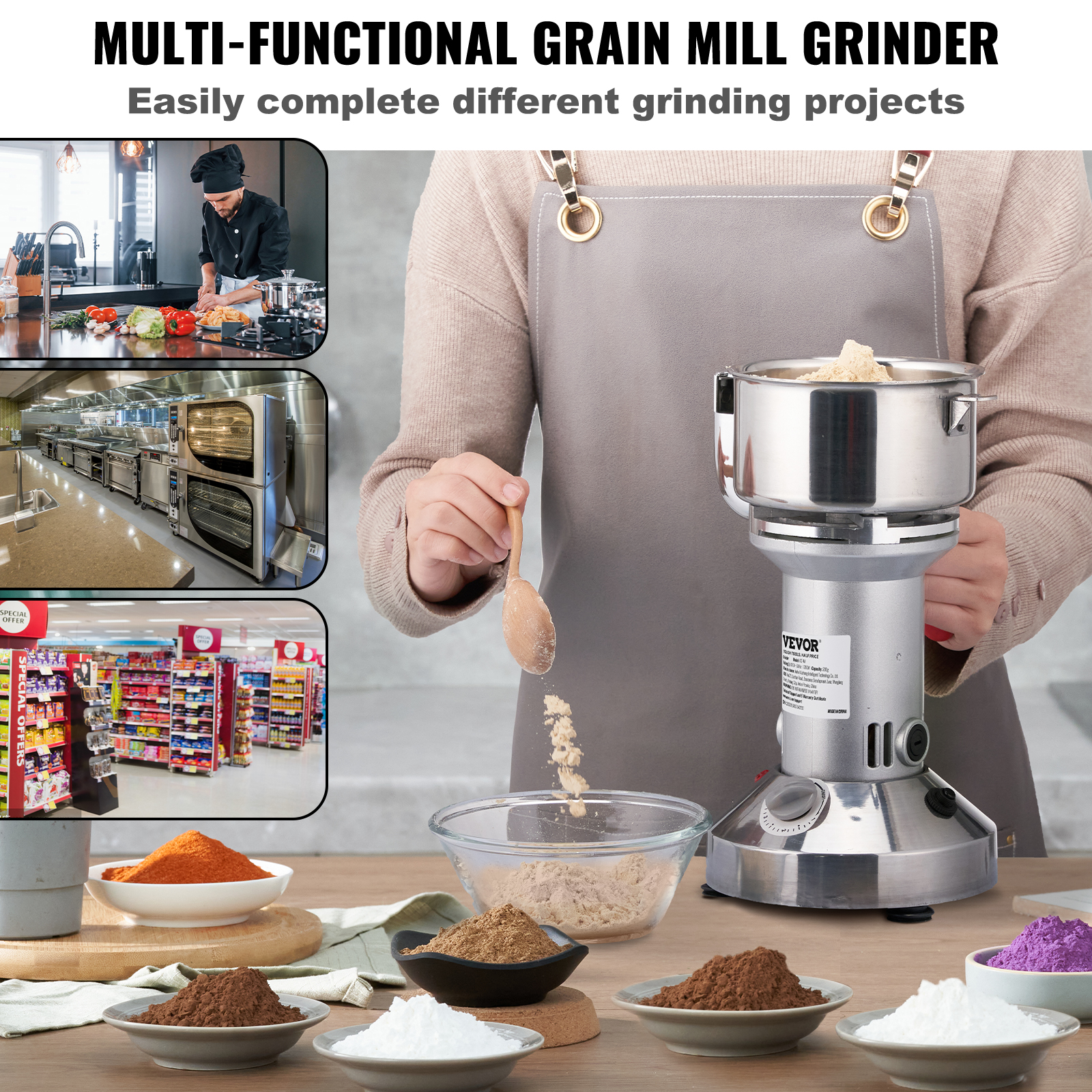 VEVOR Commercial Spice Grinder Electric Grain Mill Grinder 2500g/1000g/700g/300g eBay