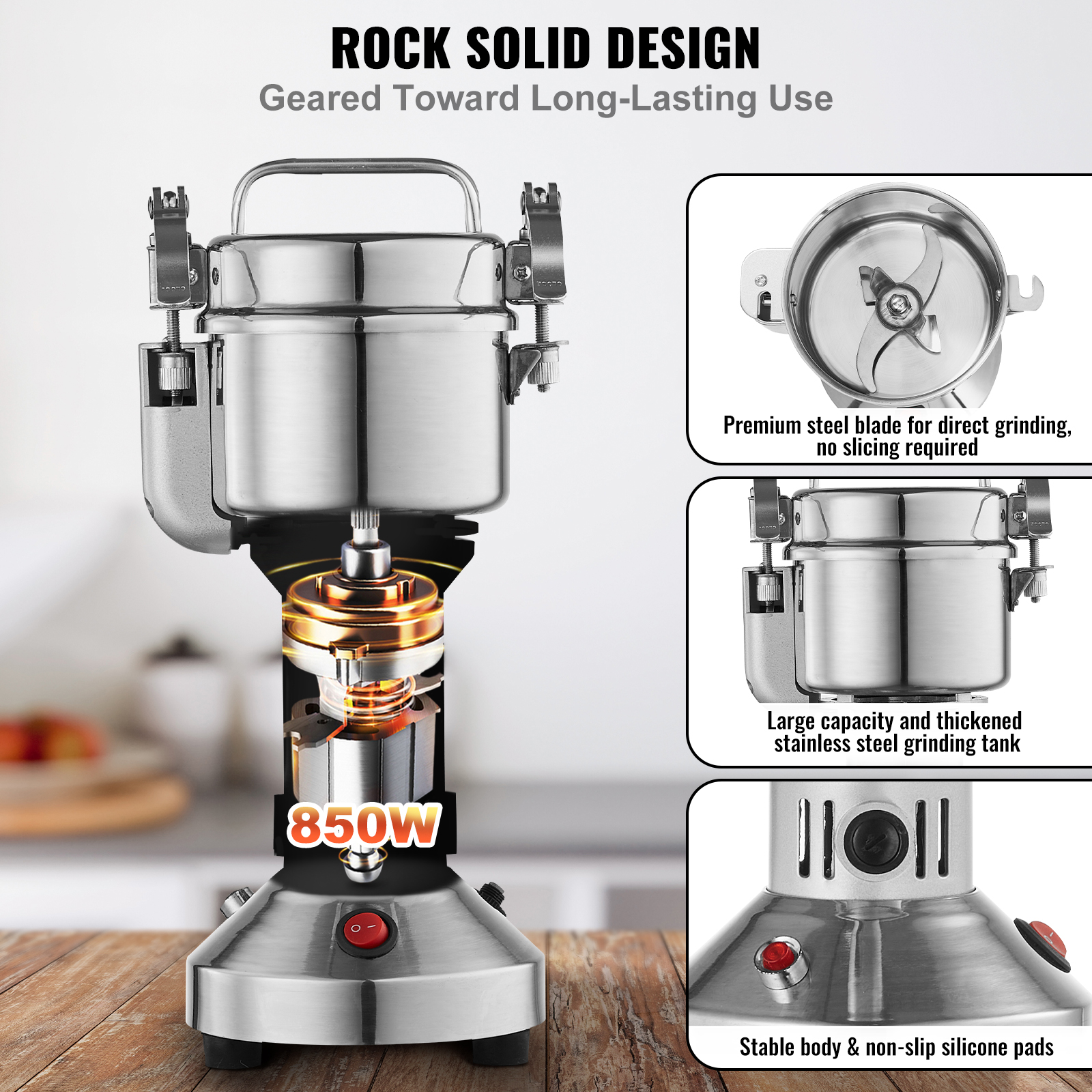 150-2500g Commercial Spice Grinder Electric Grain Mill Grinder High Speed - Picture 5 of 170