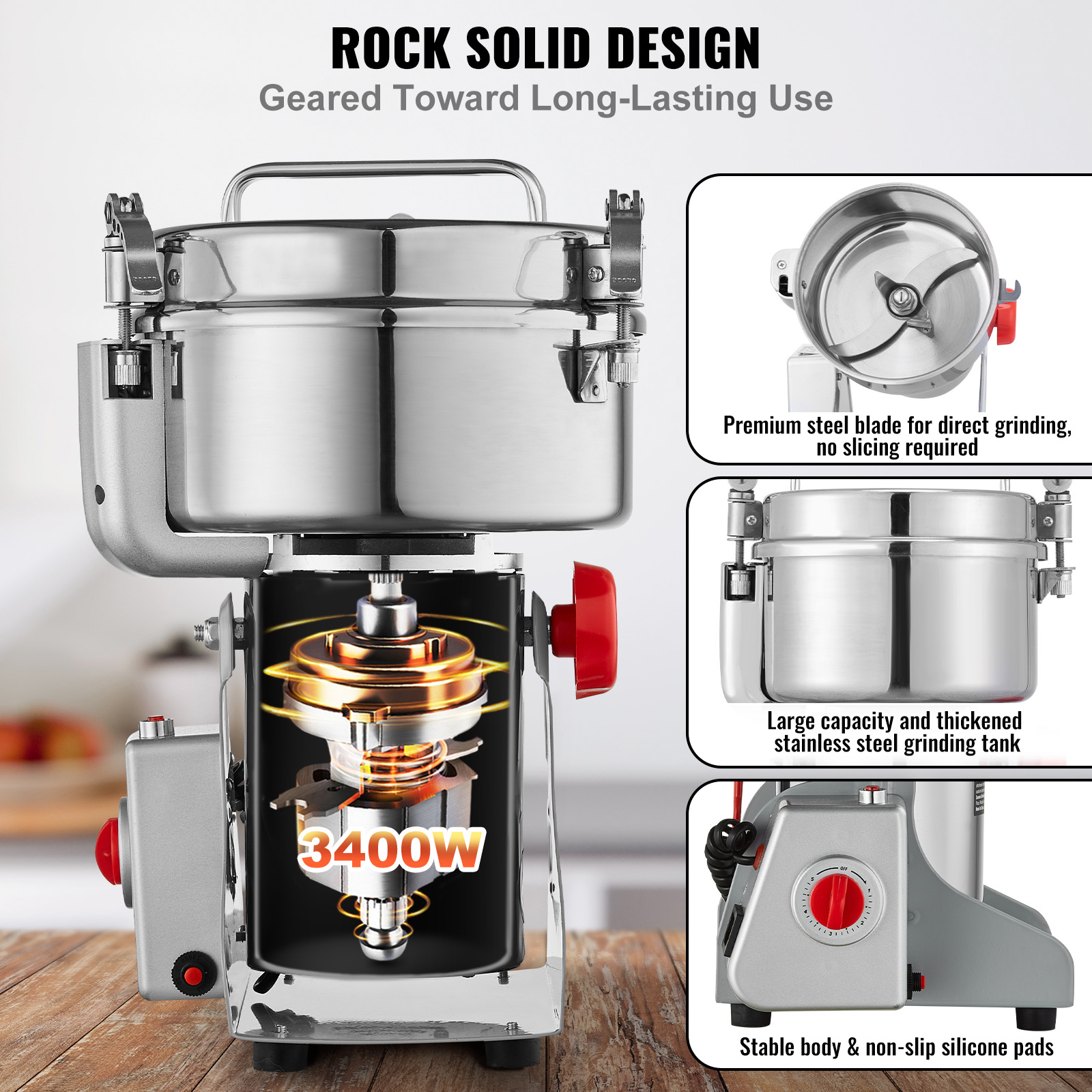 150-2500g Commercial Spice Grinder Electric Grain Mill Grinder High Speed - Picture 101 of 170