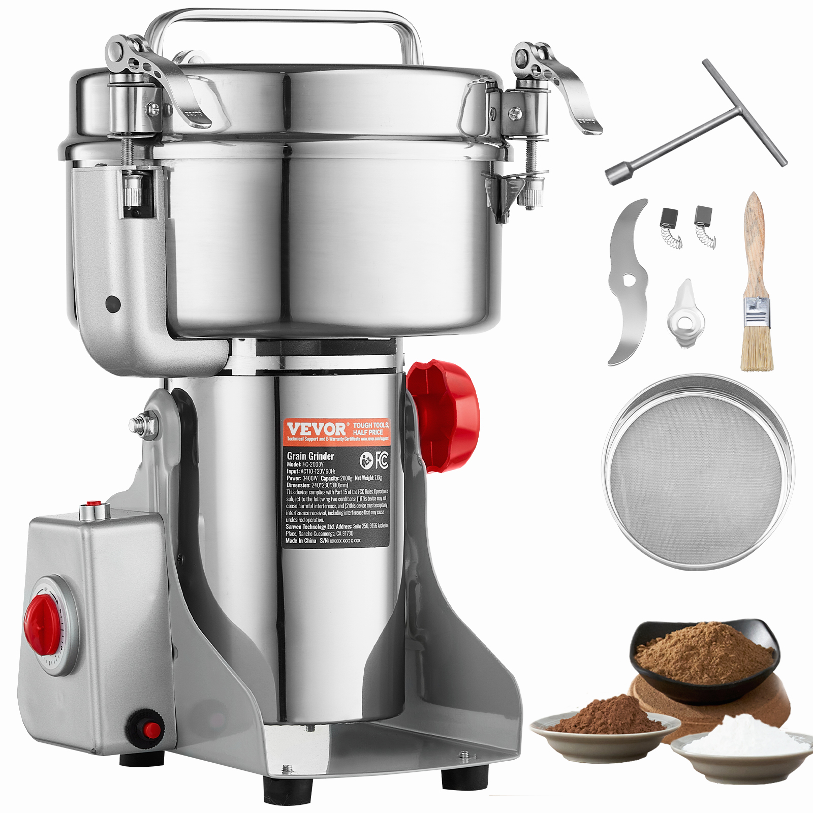 150-2500g Commercial Spice Grinder Electric Grain Mill Grinder High Speed - Picture 99 of 170