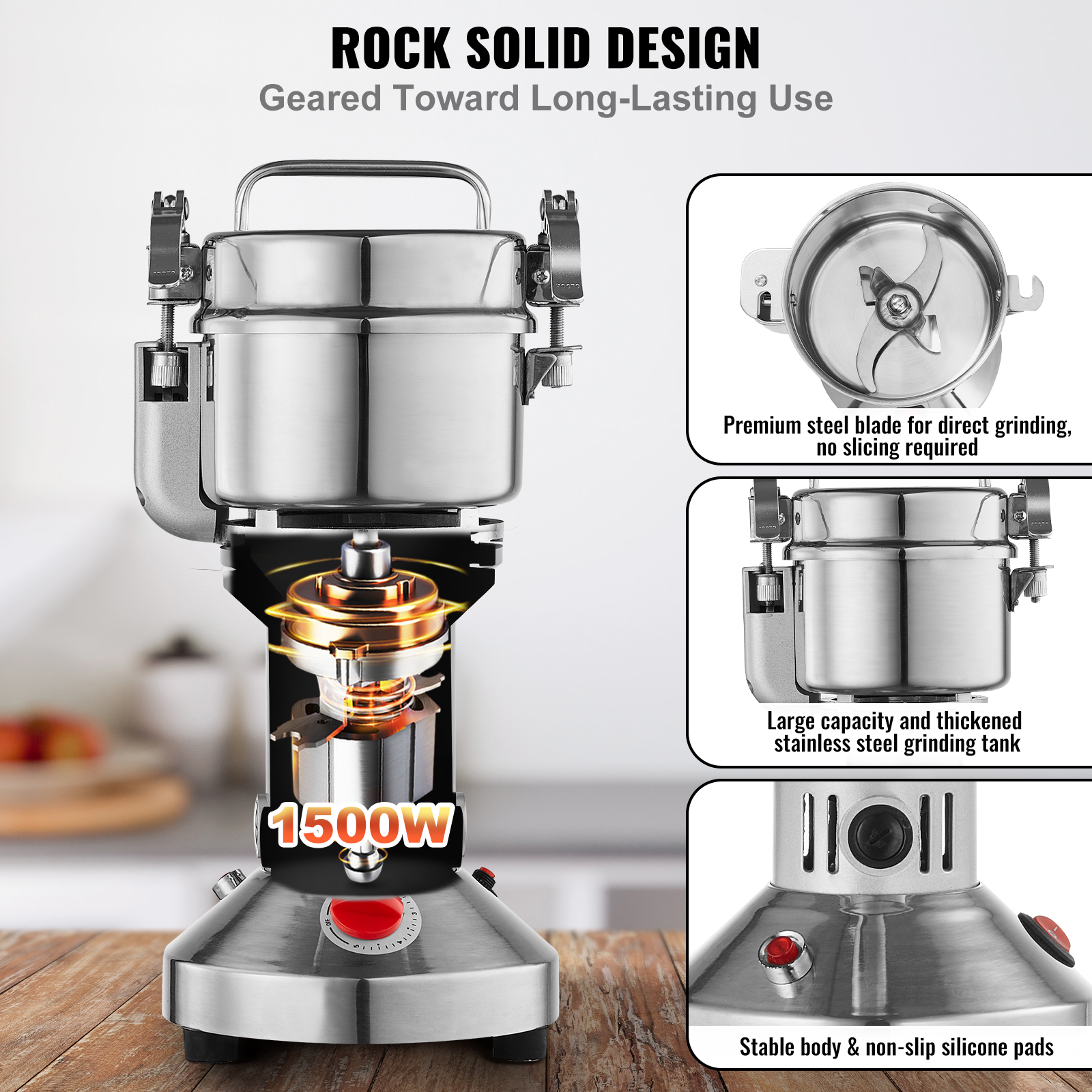 150-2500g Commercial Spice Grinder Electric Grain Mill Grinder High Speed - Picture 17 of 170