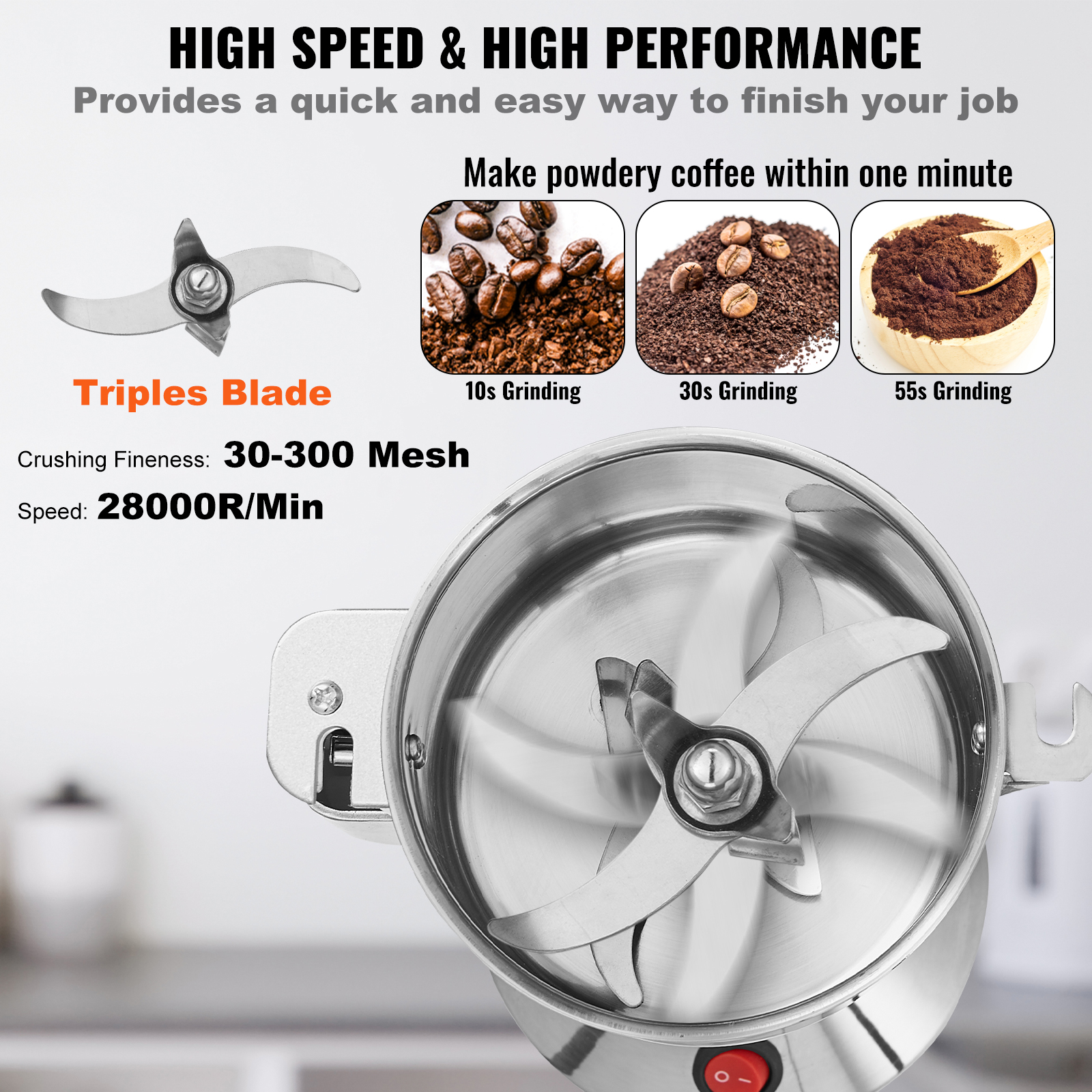 150-2500g Commercial Spice Grinder Electric Grain Mill Grinder High Speed - Picture 18 of 170