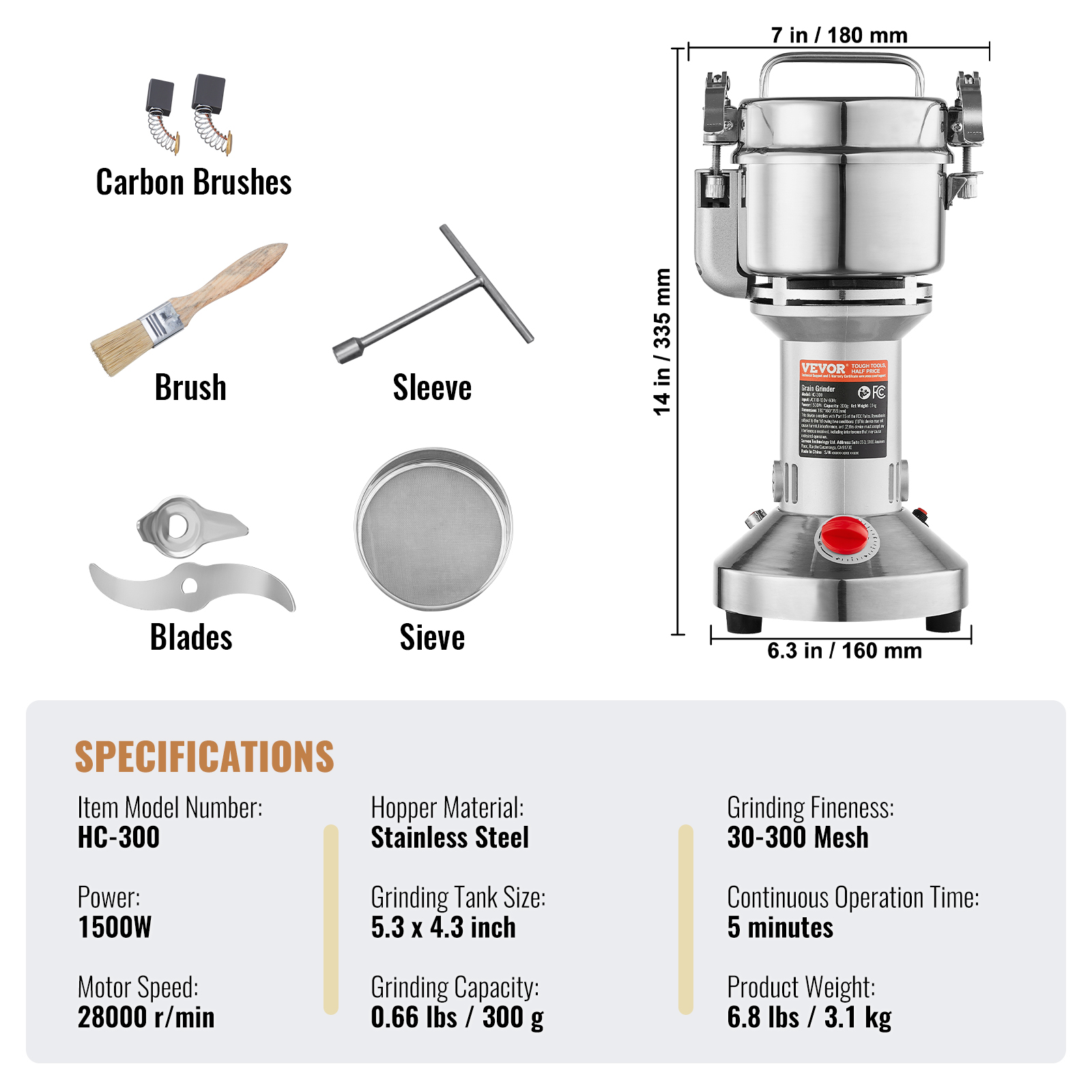 150-2500g Commercial Spice Grinder Electric Grain Mill Grinder High Speed - Picture 21 of 170