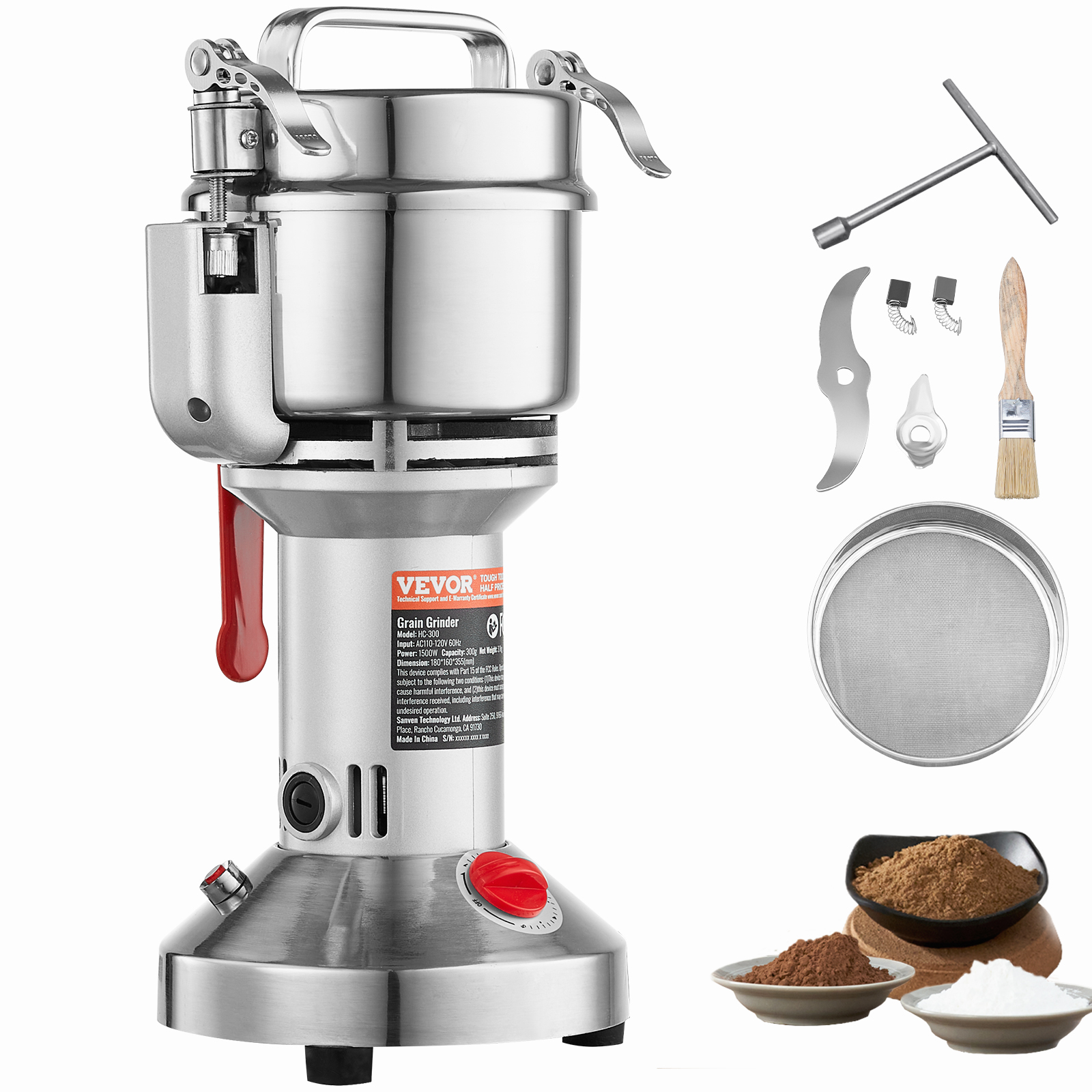 150-2500g Commercial Spice Grinder Electric Grain Mill Grinder High Speed - Picture 15 of 170