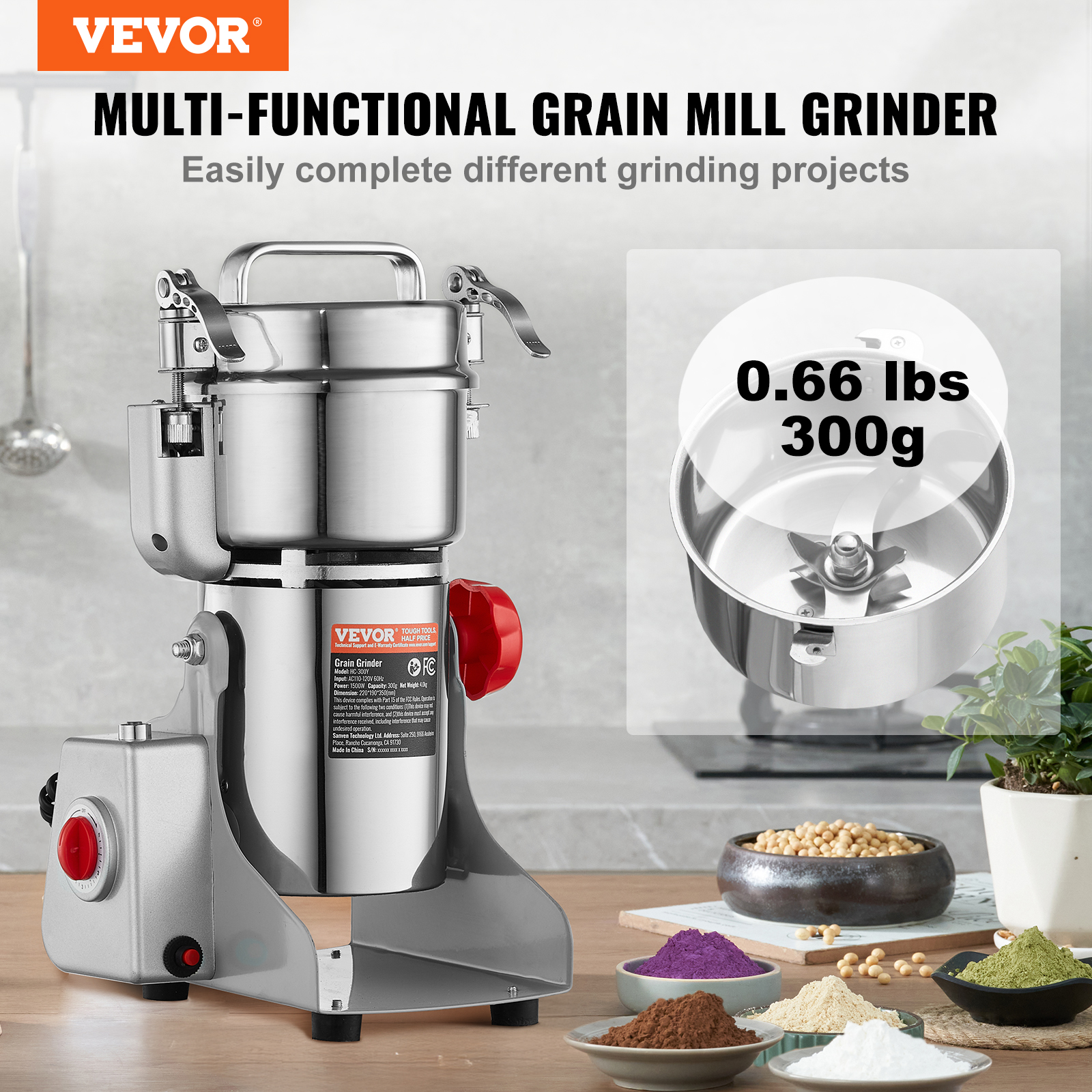 150-2500g Commercial Spice Grinder Electric Grain Mill Grinder High Speed - Picture 52 of 170