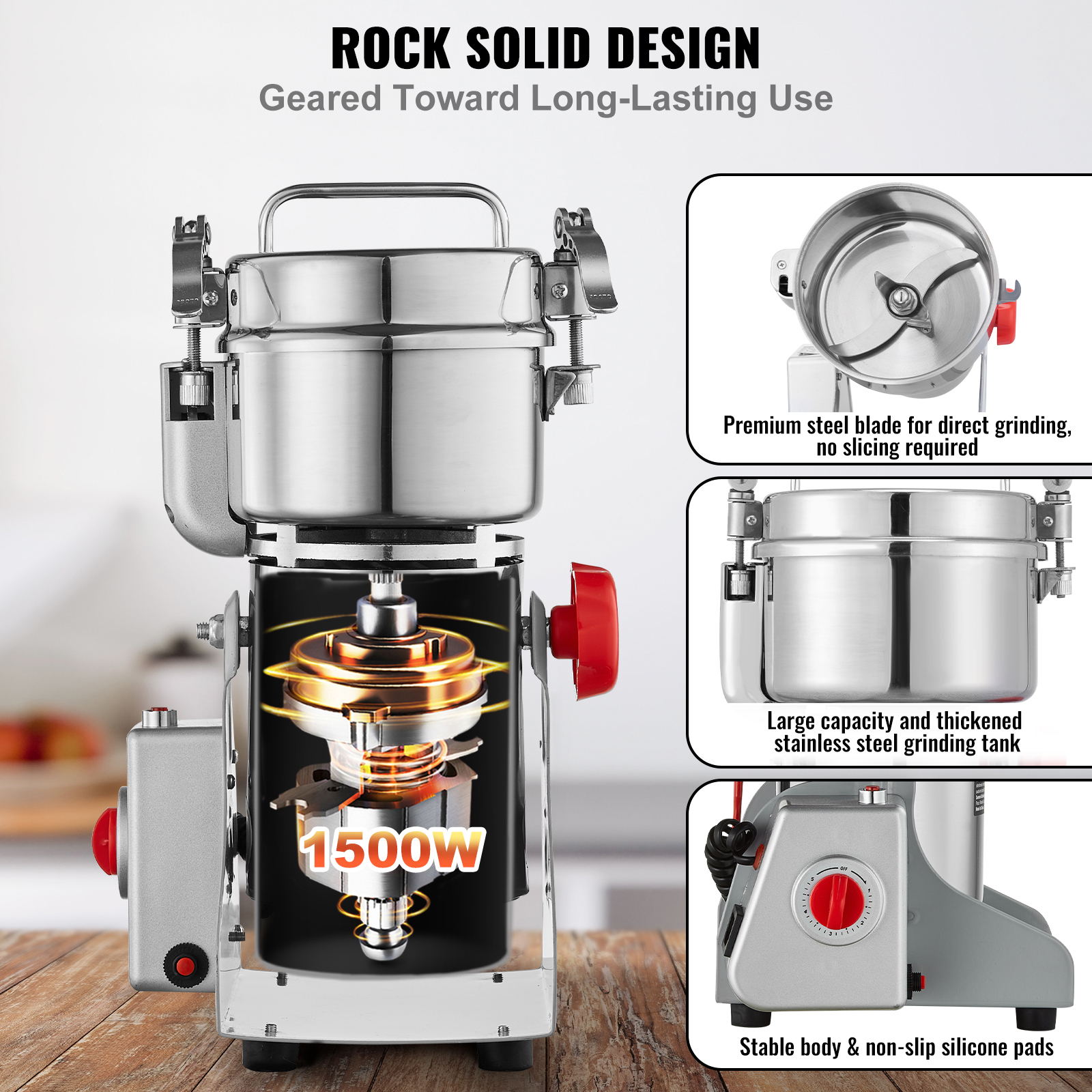 150-2500g Commercial Spice Grinder Electric Grain Mill Grinder High Speed - Picture 53 of 170